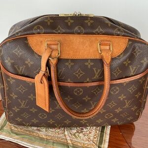 Louis Vuitton Deauville Bowling Vanity Handbag Brown Made In France 2/1996 Used